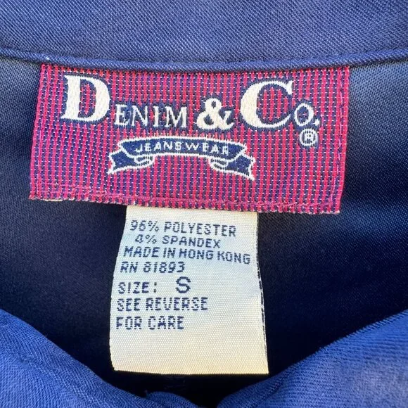 Denim & Co Vintage 80s Womens Blue Faux Suede Barn Chore Utility Work Jacket S‎ - Picture 2 of 10